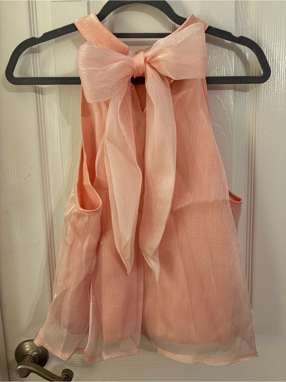 Pink Halter Neck Back Tie Bow Top - XL